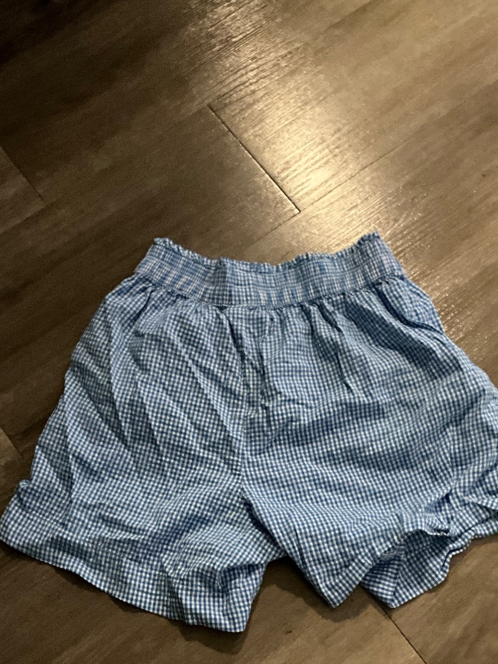 aerie Blue Gingham Elastic-Waist Women's Shorts